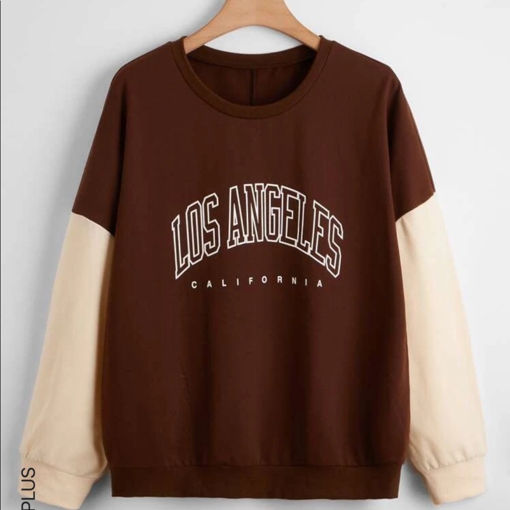 Plus Letter Graphic Color-block Sweatshirt